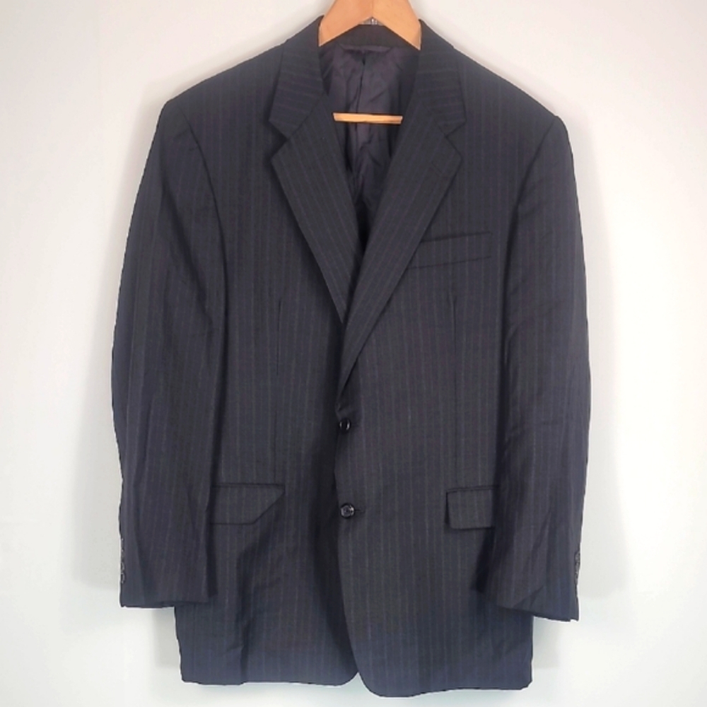Loro Piana Hickey Freeman Italian Classic Navy Pinstripe Men's Blazer Jacket